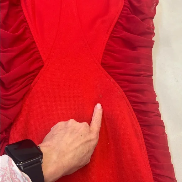 Versace Collection Red Ruched Mini Dress - Picture 8 of 9